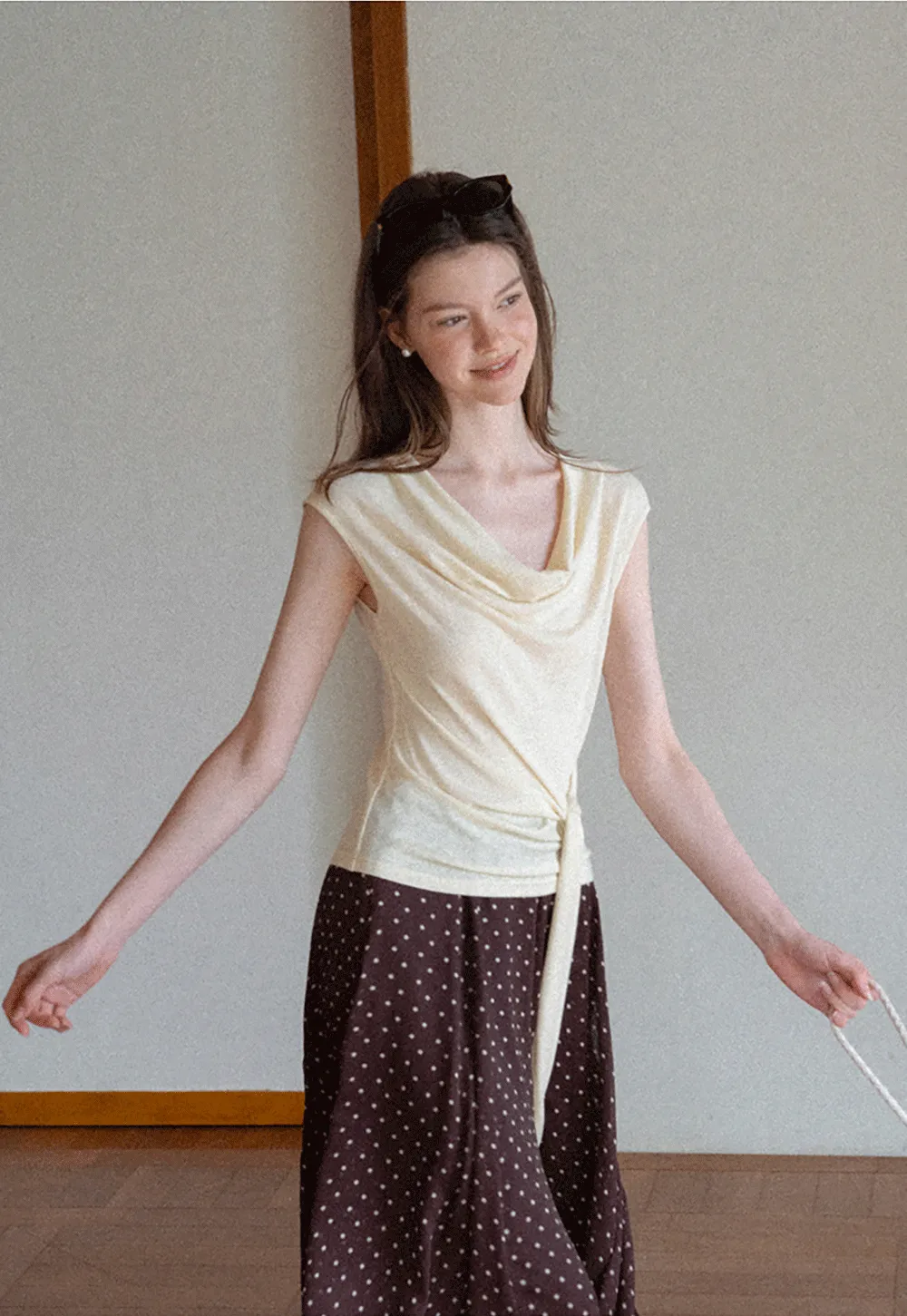 Asymmetrical Draped Wrap Top Tshirt