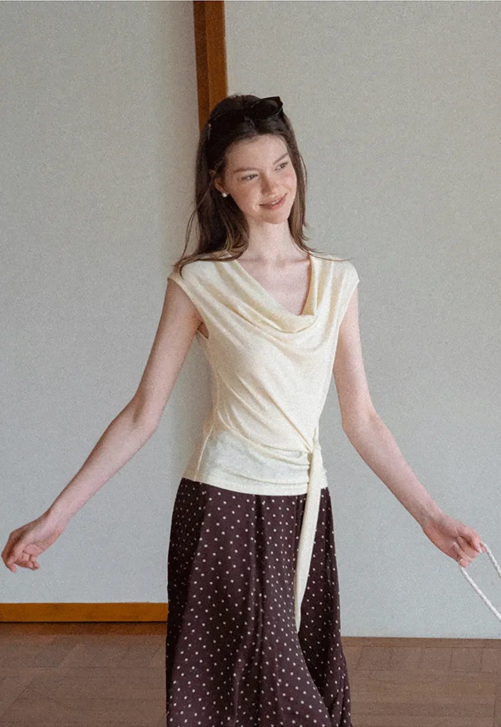 Asymmetrical Draped Wrap Top Tshirt