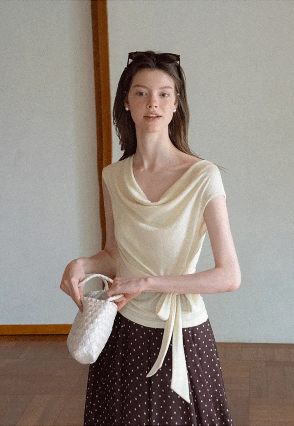 Asymmetrical Draped Wrap Top Tshirt