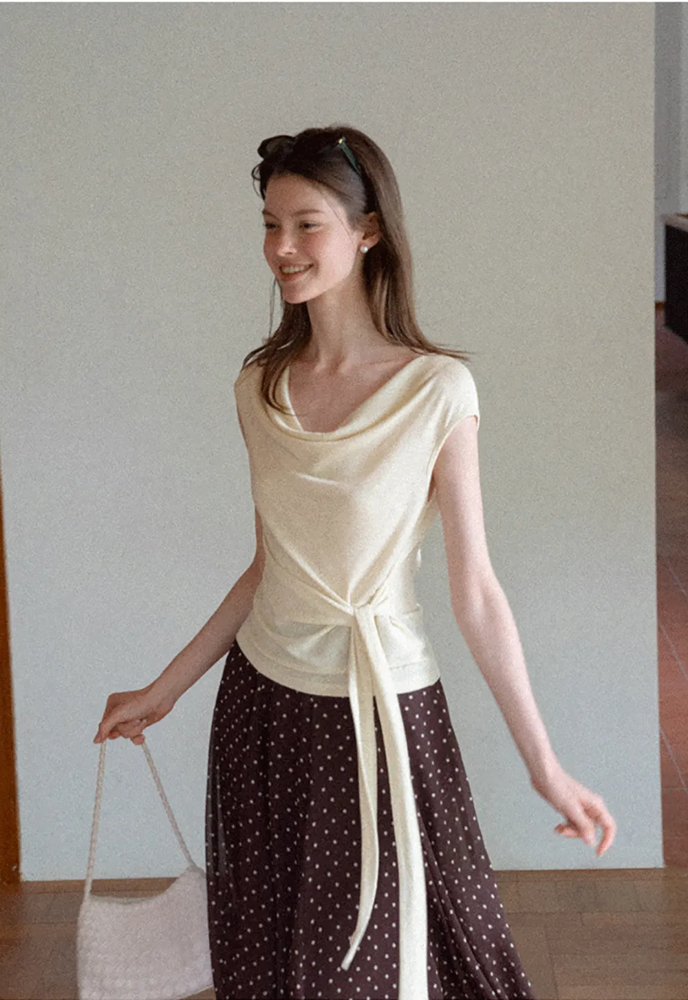 Asymmetrical Draped Wrap Top Tshirt