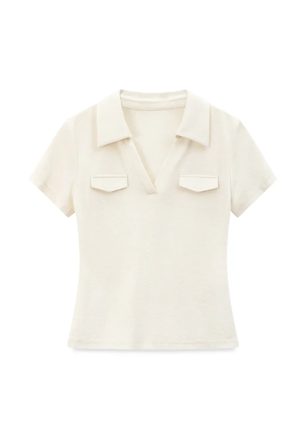 T-shirt polo à manches courtes et col en V