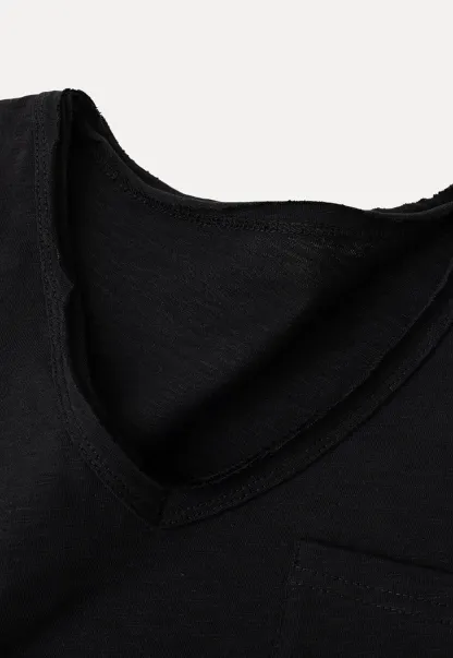 Twisted Knot Front Cropped V Neck T Shirt
