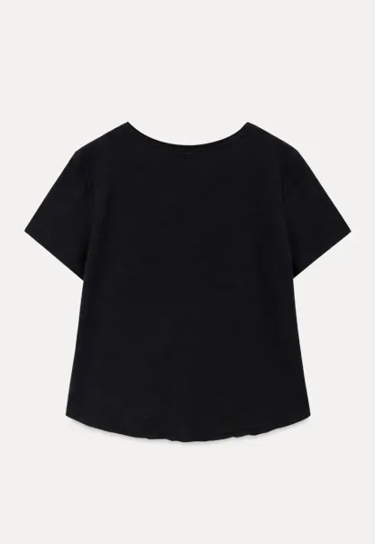 Twisted Knot Front Cropped V Neck T Shirt