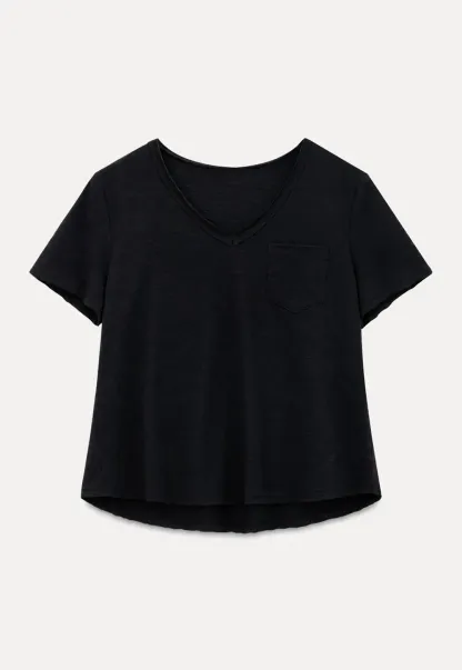 Twisted Knot Front Cropped V Neck T Shirt