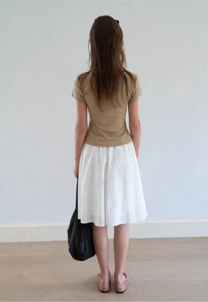 V Neck Short Sleeve Tshirt with Button Detail
