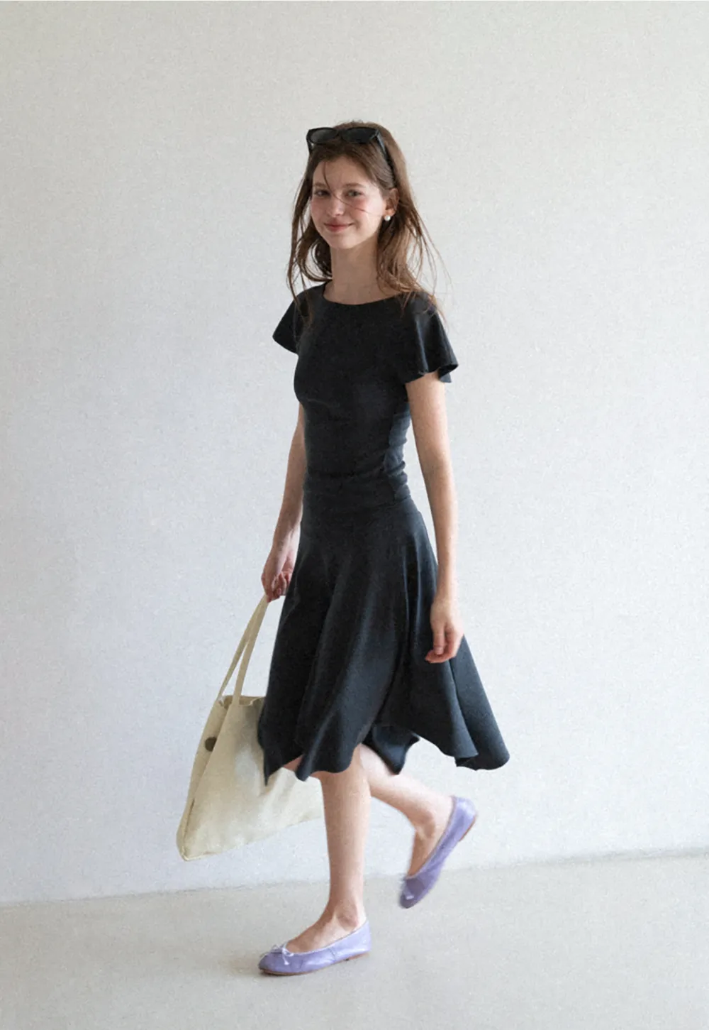 V Neck Tie Front Short Sleeve Top and Asymmetrical Hem Skirt