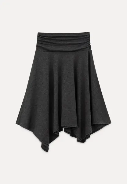V Neck Tie Front Short Sleeve Top and Asymmetrical Hem Skirt