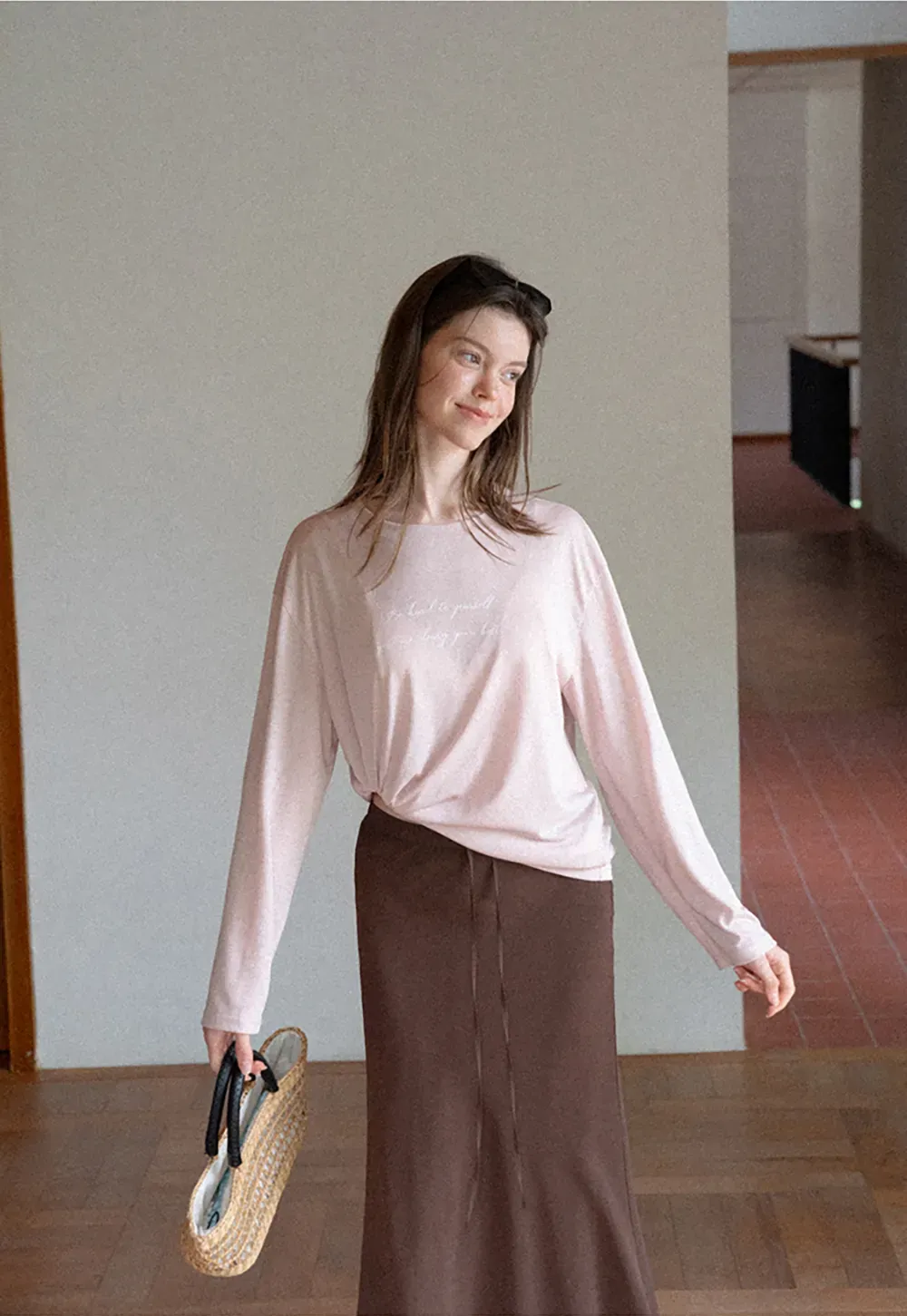 Twisted Front Cropped Long Sleeve T Shirt
