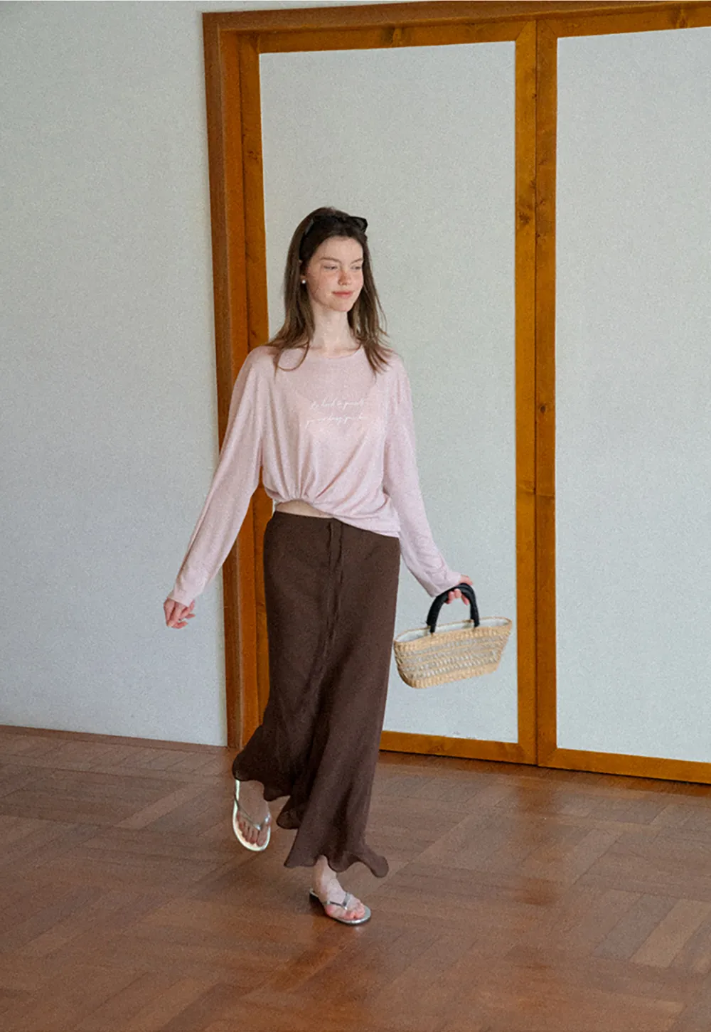 Twisted Front Cropped Long Sleeve T Shirt