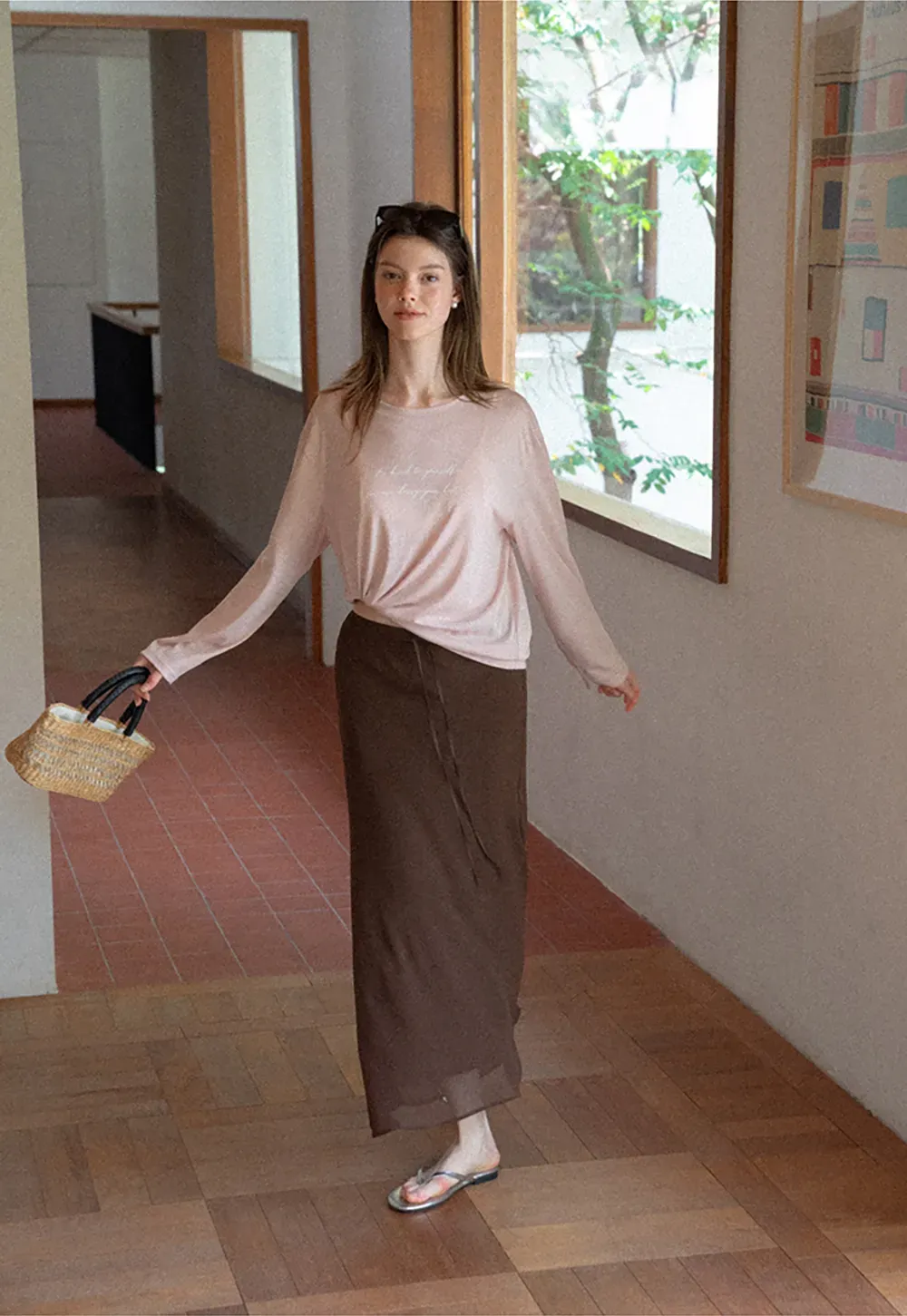 Twisted Front Cropped Long Sleeve T Shirt