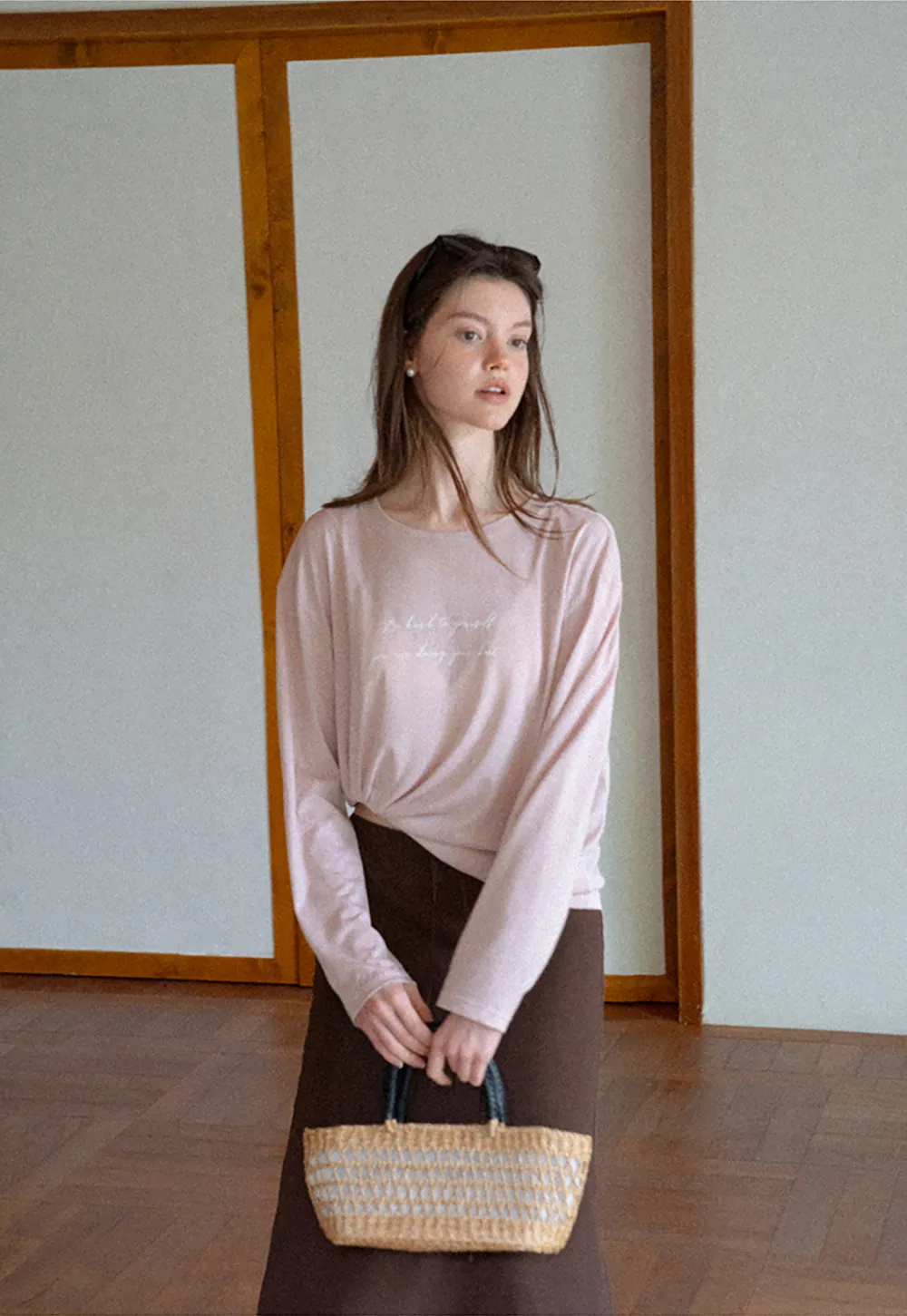 Twisted Front Cropped Long Sleeve T Shirt