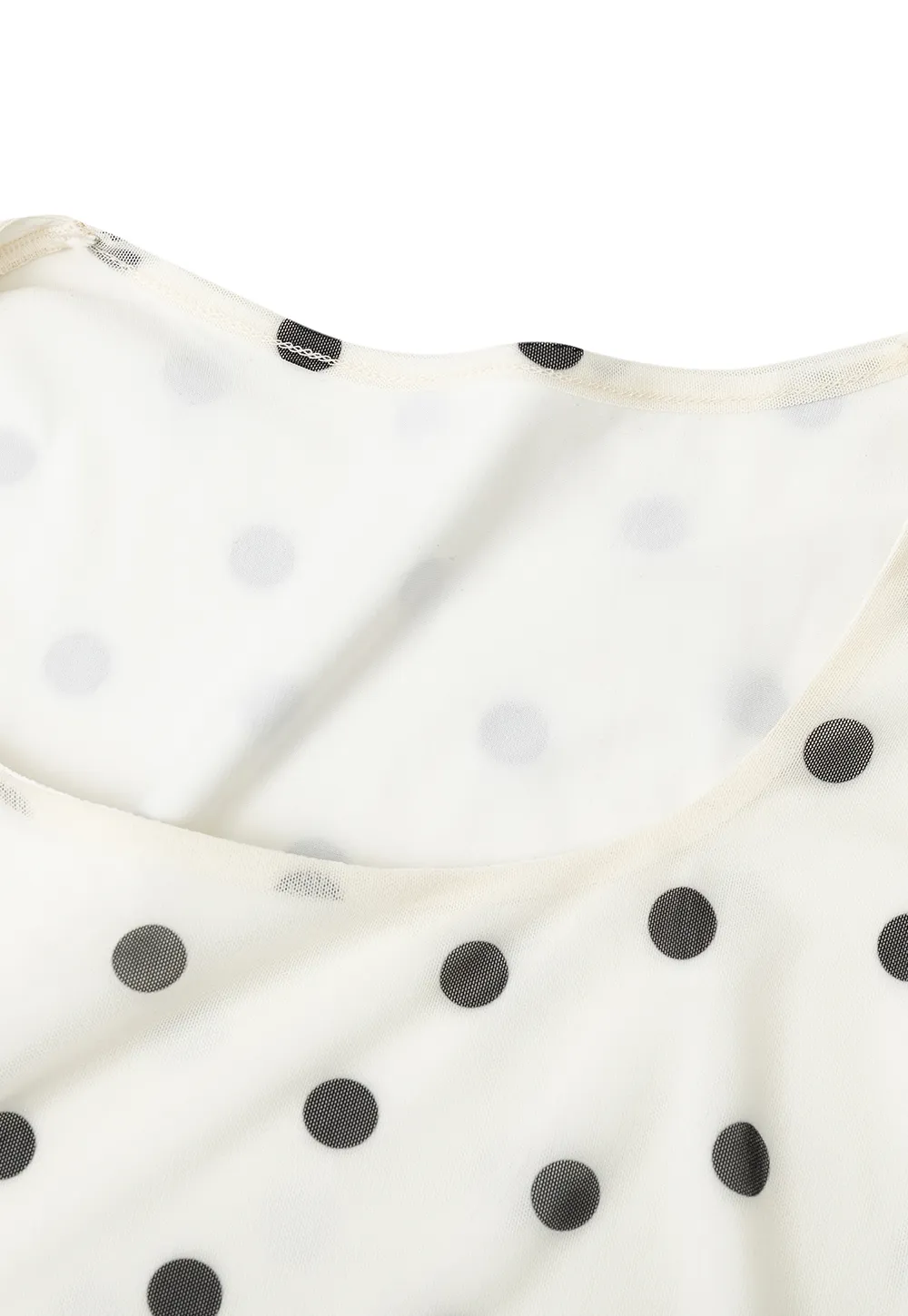 Polka Dot Sheer Sleeve Cropped T Shirt