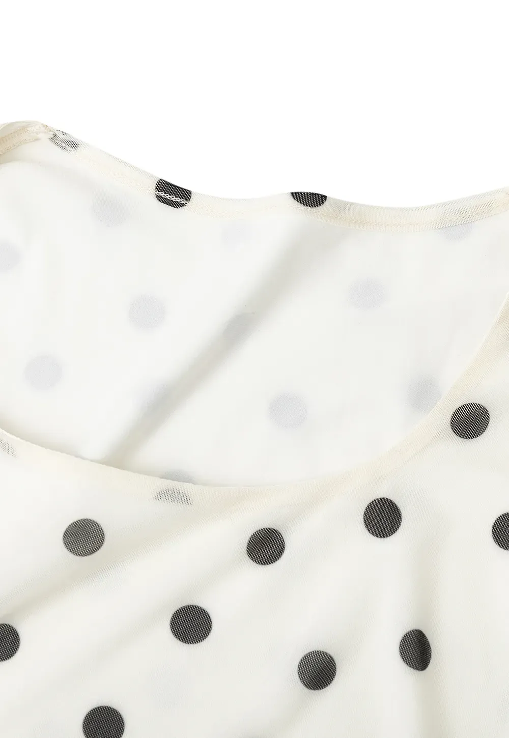 Polka Dot Sheer Sleeve Cropped T Shirt