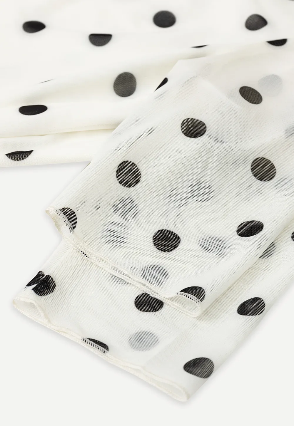 Polka Dot Sheer Sleeve Cropped T Shirt