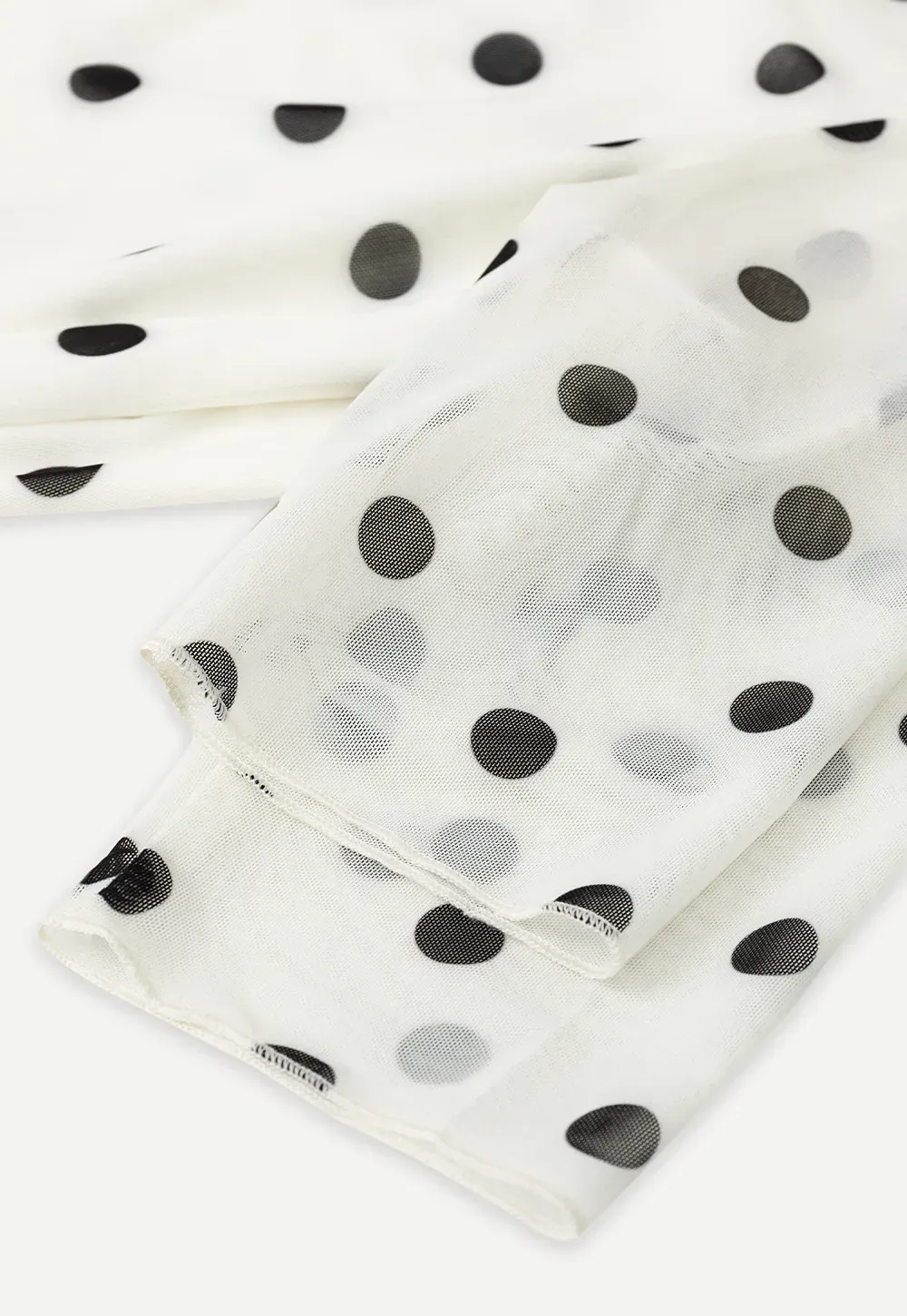 Polka Dot Sheer Sleeve Cropped T Shirt