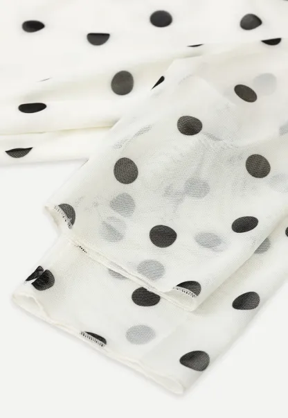 Polka Dot Sheer Sleeve Cropped T Shirt