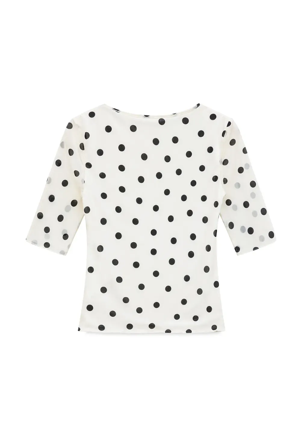 Polka Dot Sheer Sleeve Cropped T Shirt