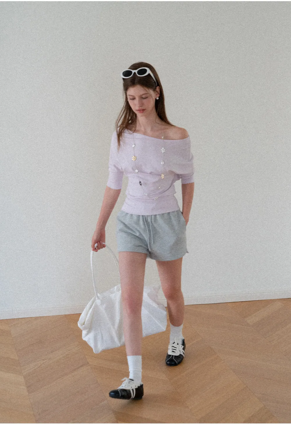 Off Shoulder Cropped Ribbed Knit T Shirt