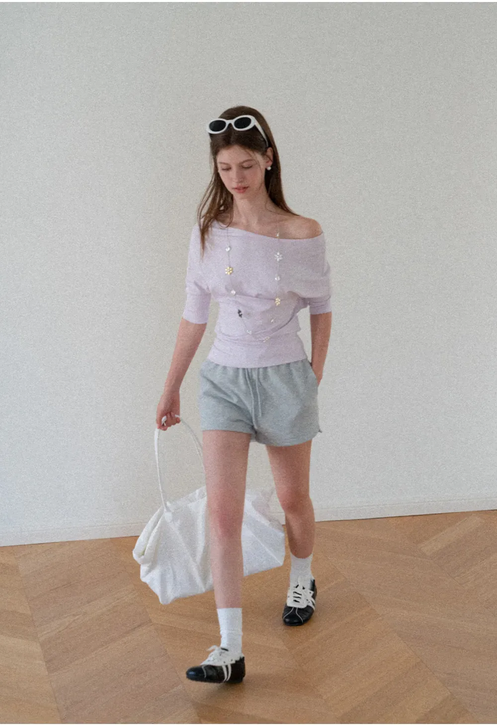 Off Shoulder Cropped Ribbed Knit T Shirt