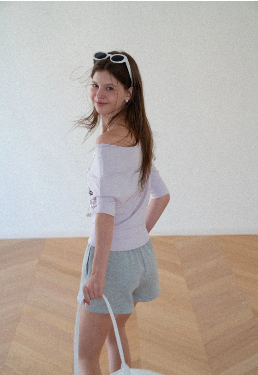 Off Shoulder Cropped Ribbed Knit T Shirt