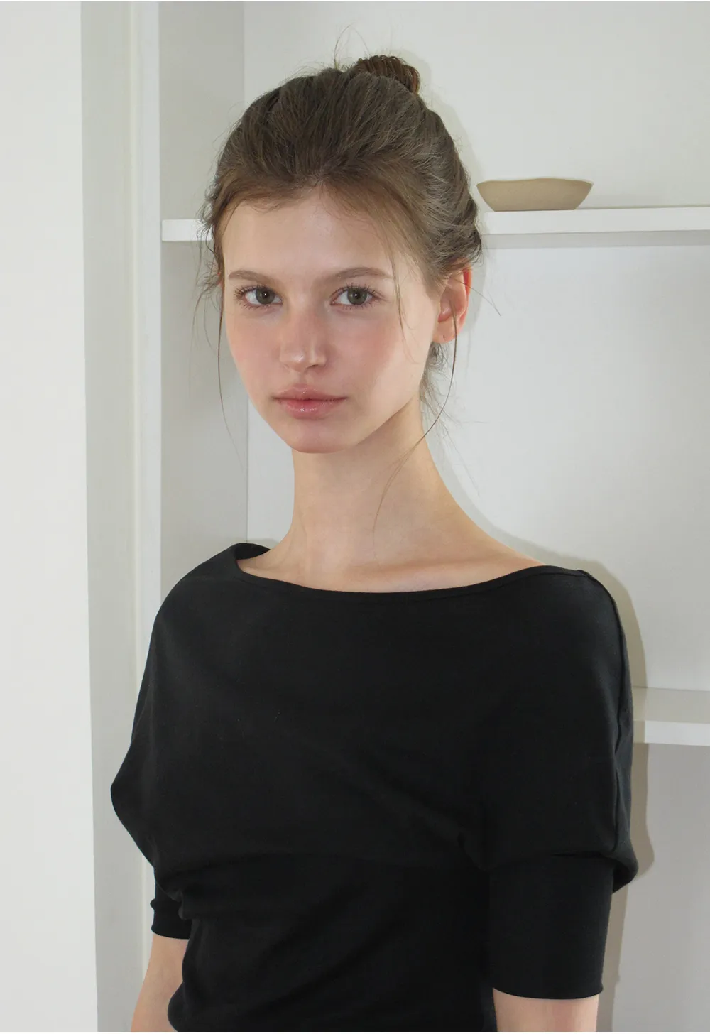 Off Shoulder Cropped Ribbed Knit T Shirt