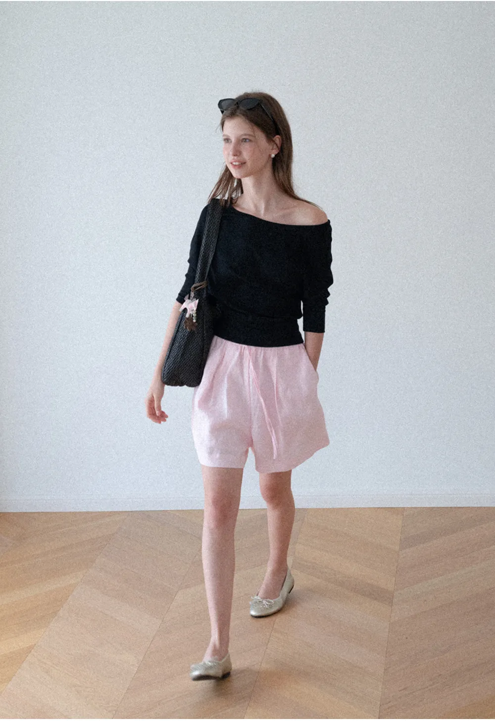 Off Shoulder Cropped Ribbed Knit T Shirt