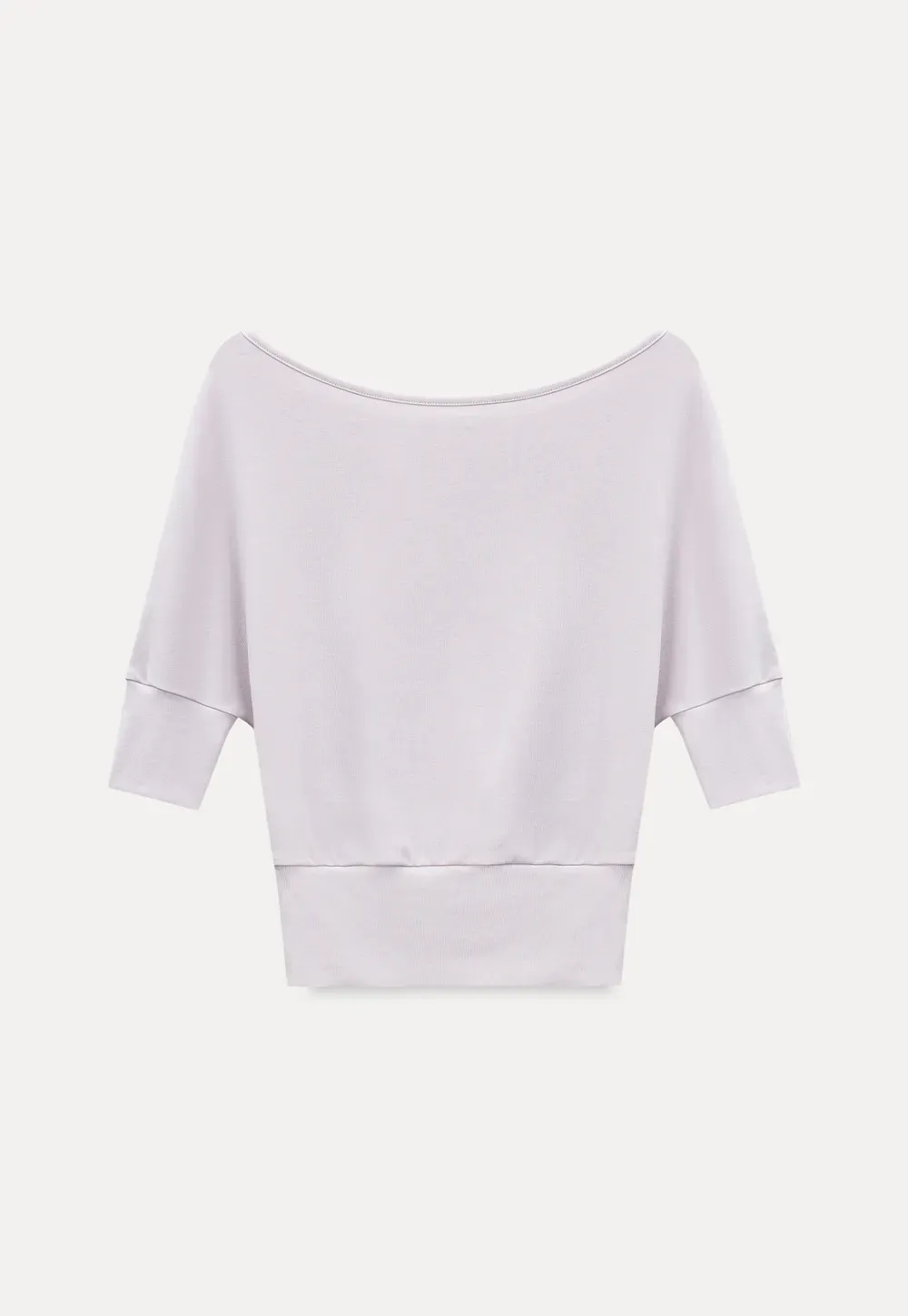 Off Shoulder Cropped Ribbed Knit T Shirt