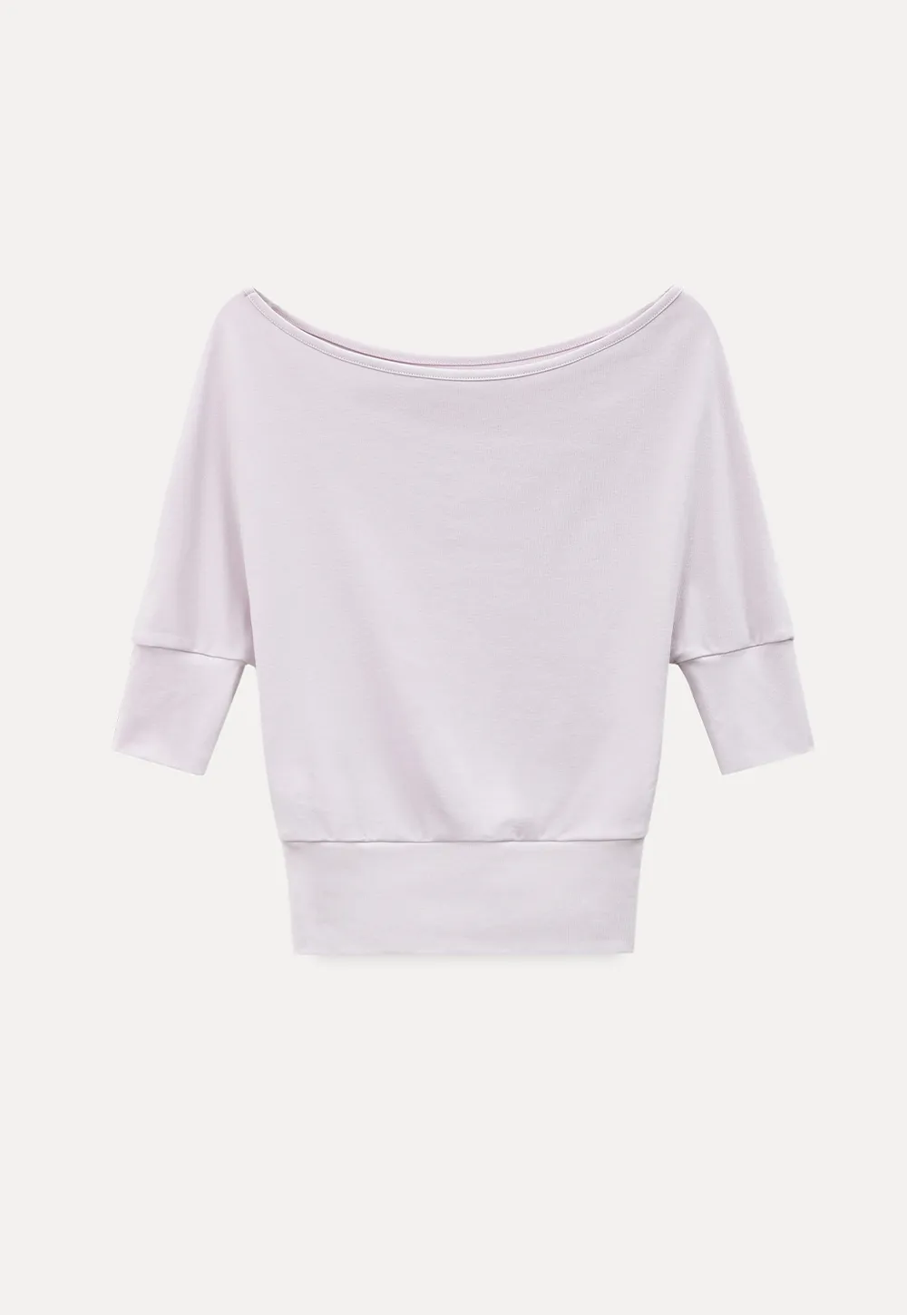 Off Shoulder Cropped Ribbed Knit T Shirt