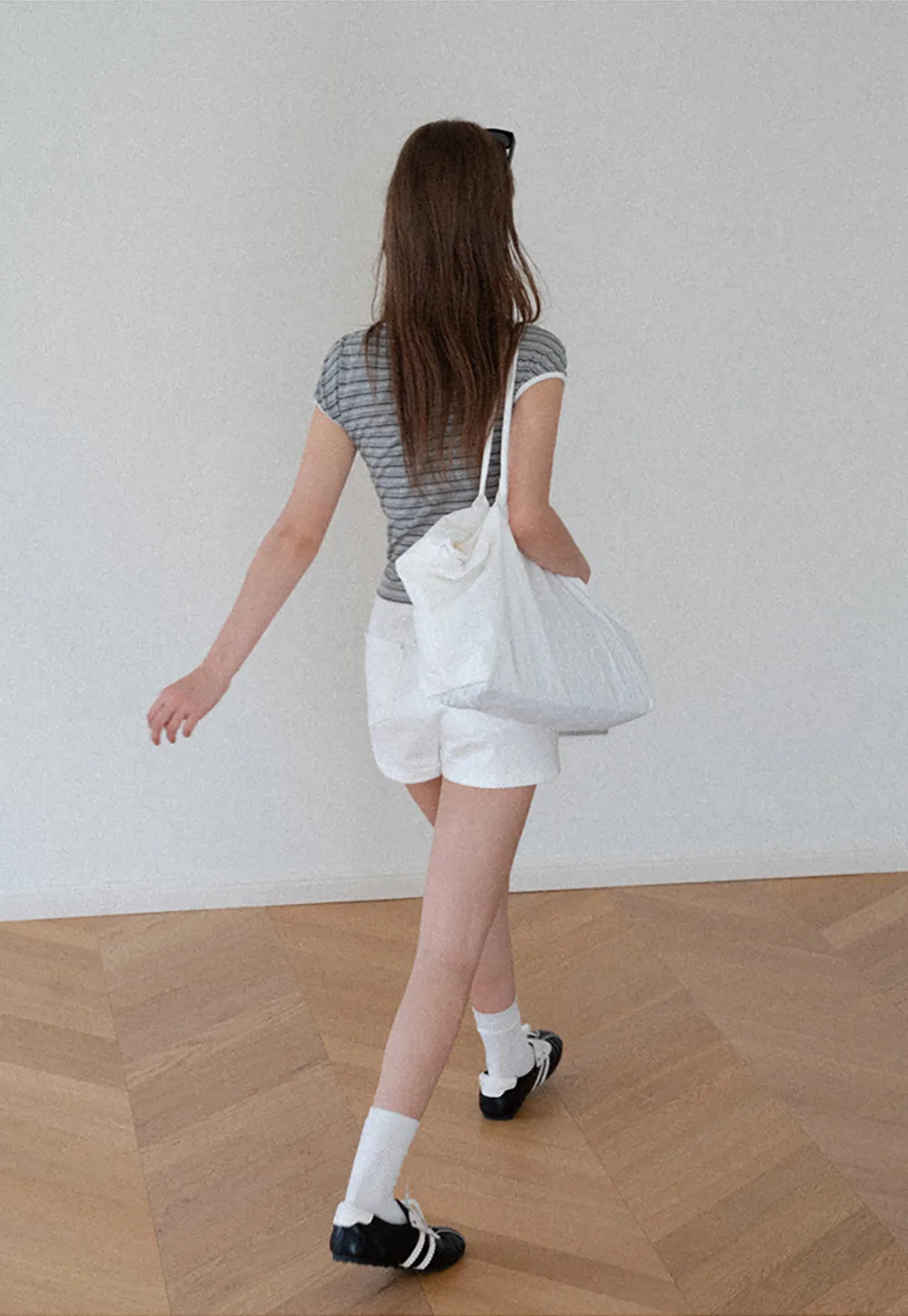 Striped Ribbed Knit Collared Short Sleeve T Shirt