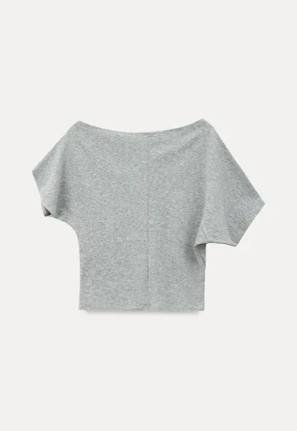 Asymmetrical Neckline Graphic Print T-shirt