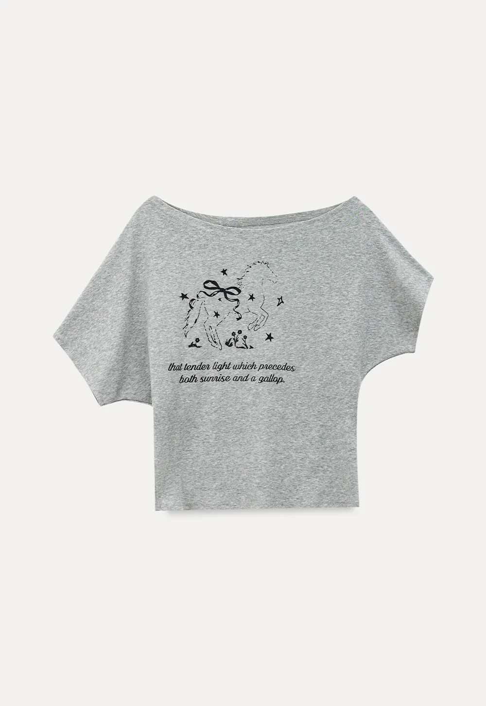 Asymmetrical Neckline Graphic Print T-shirt