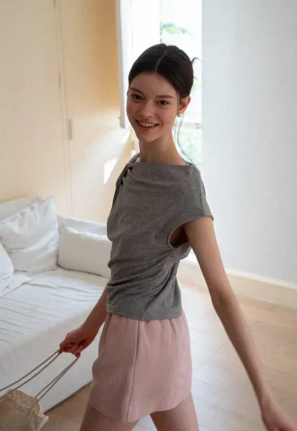 Polka Dot Print Cap Sleeve Fitted Top