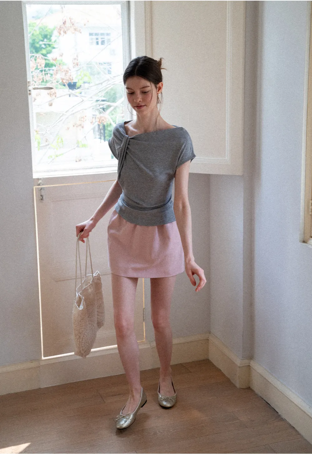 Polka Dot Print Cap Sleeve Fitted Top