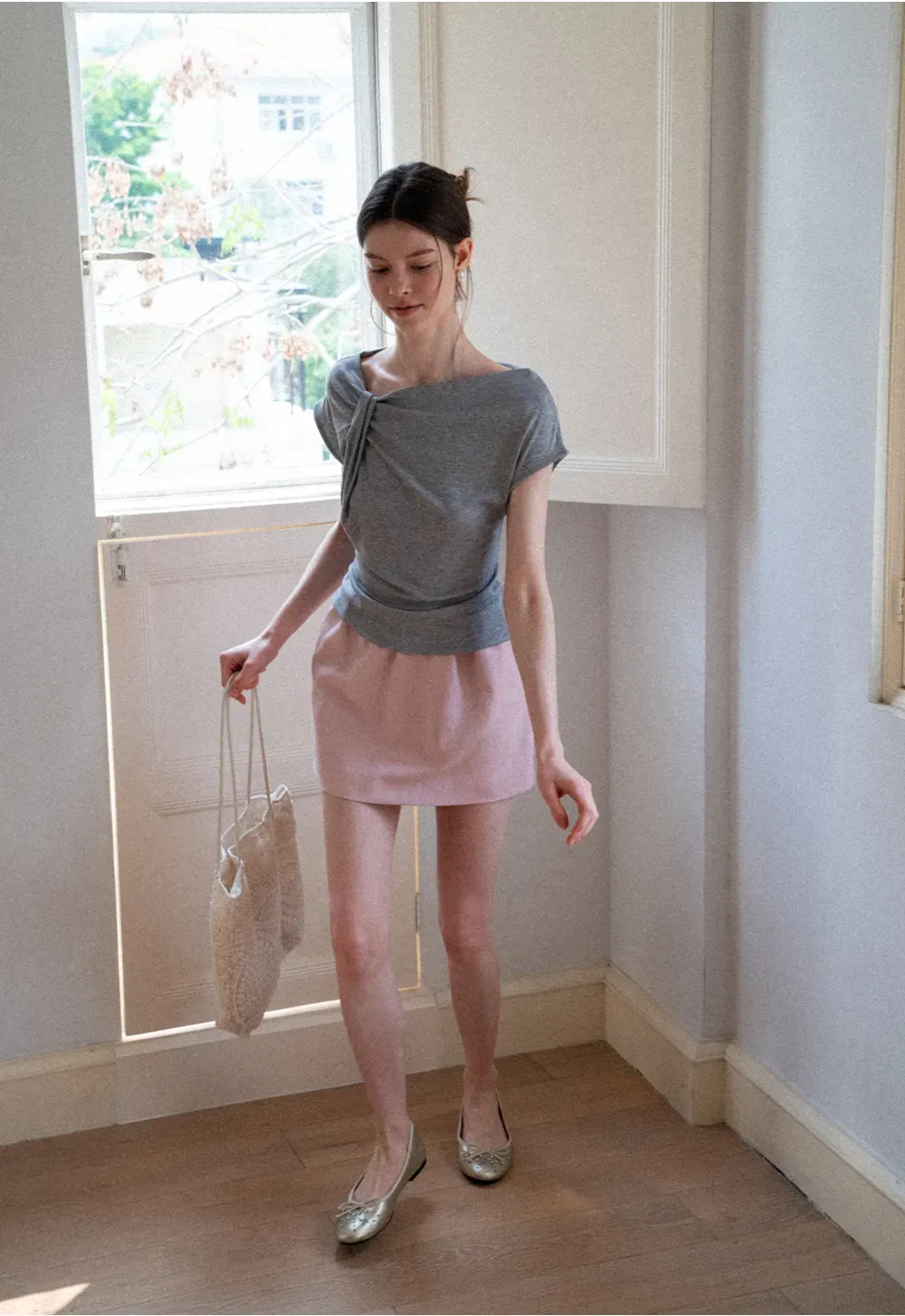 Polka Dot Print Cap Sleeve Fitted Top