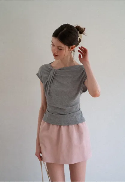 Polka Dot Print Cap Sleeve Fitted Top