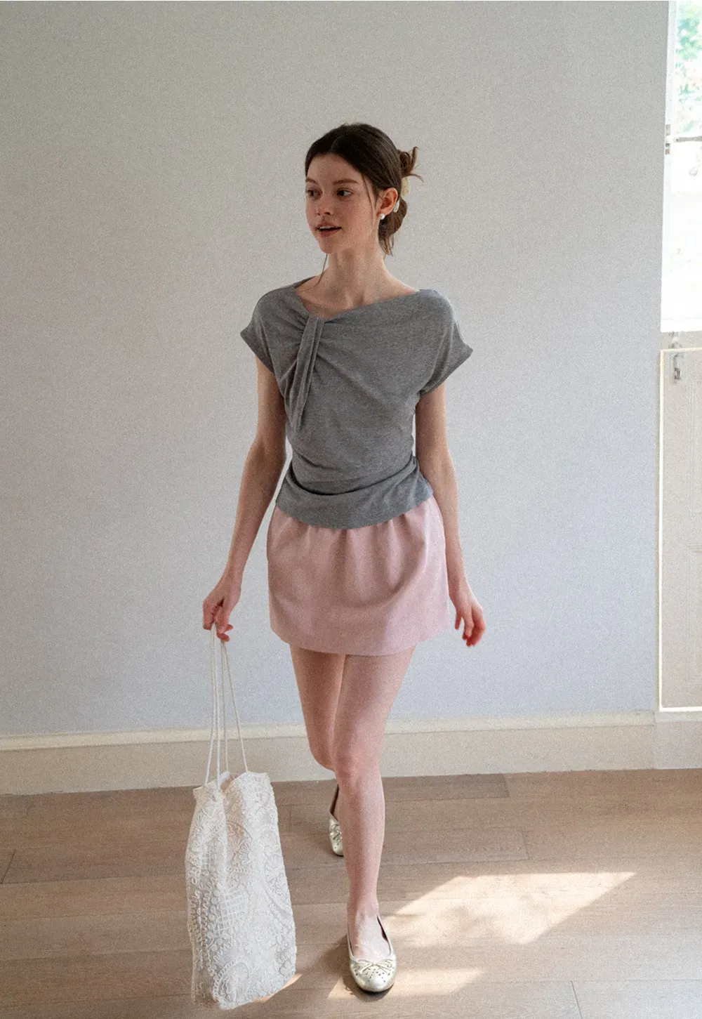 Polka Dot Print Cap Sleeve Fitted Top