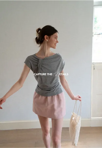Polka Dot Print Cap Sleeve Fitted Top