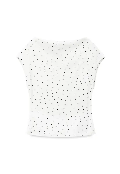 Polka Dot Print Cap Sleeve Fitted Top