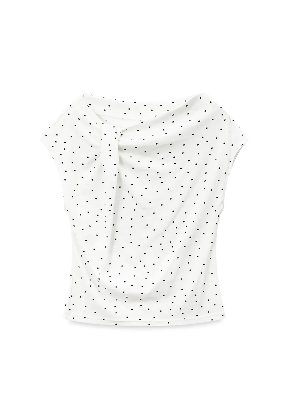 Polka Dot Print Cap Sleeve Fitted Top