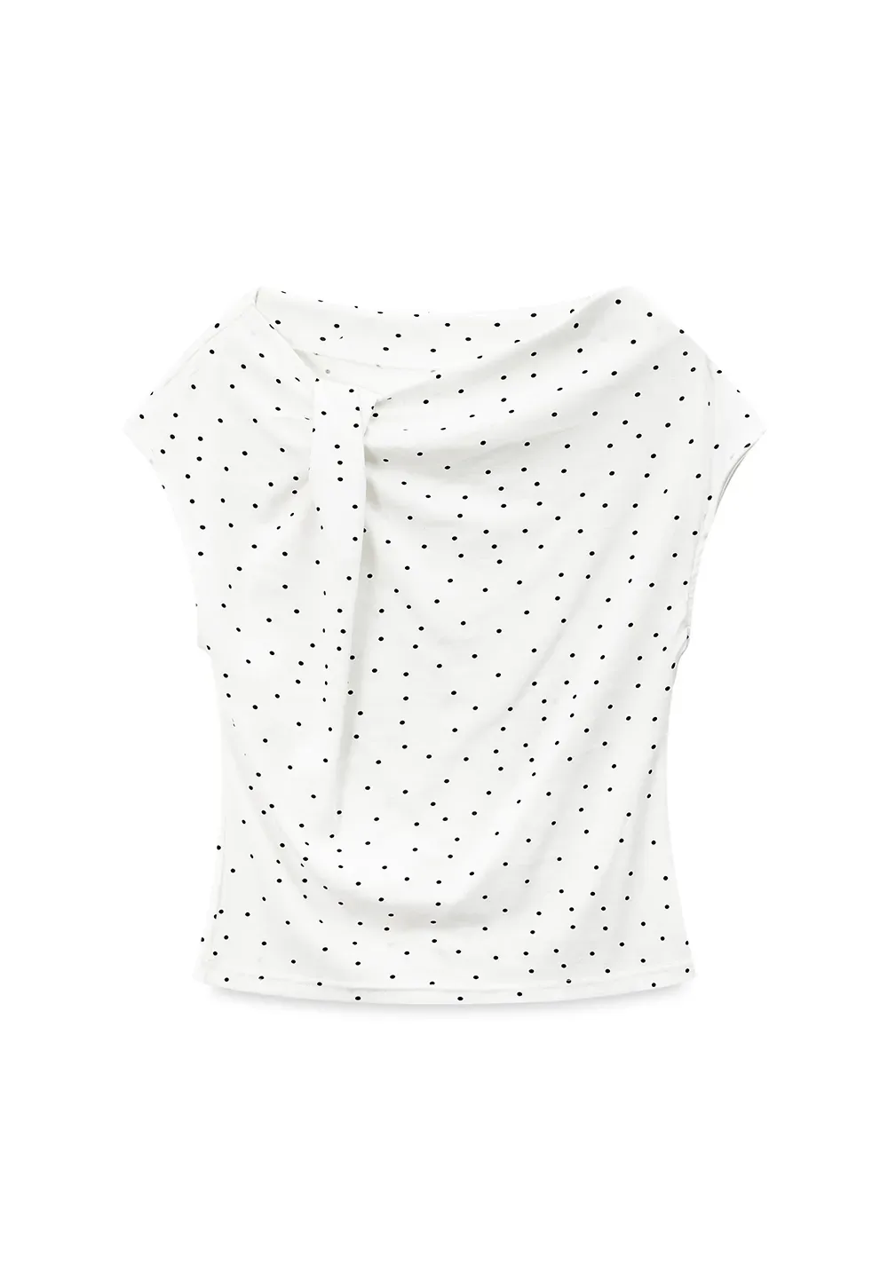 Polka Dot Print Cap Sleeve Fitted Top