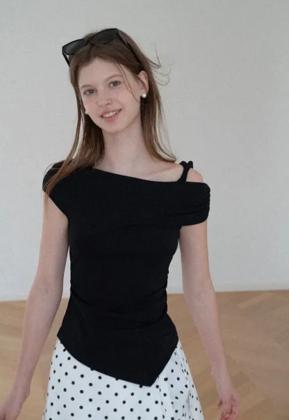 Asymmetrical One Shoulder Ruched Top