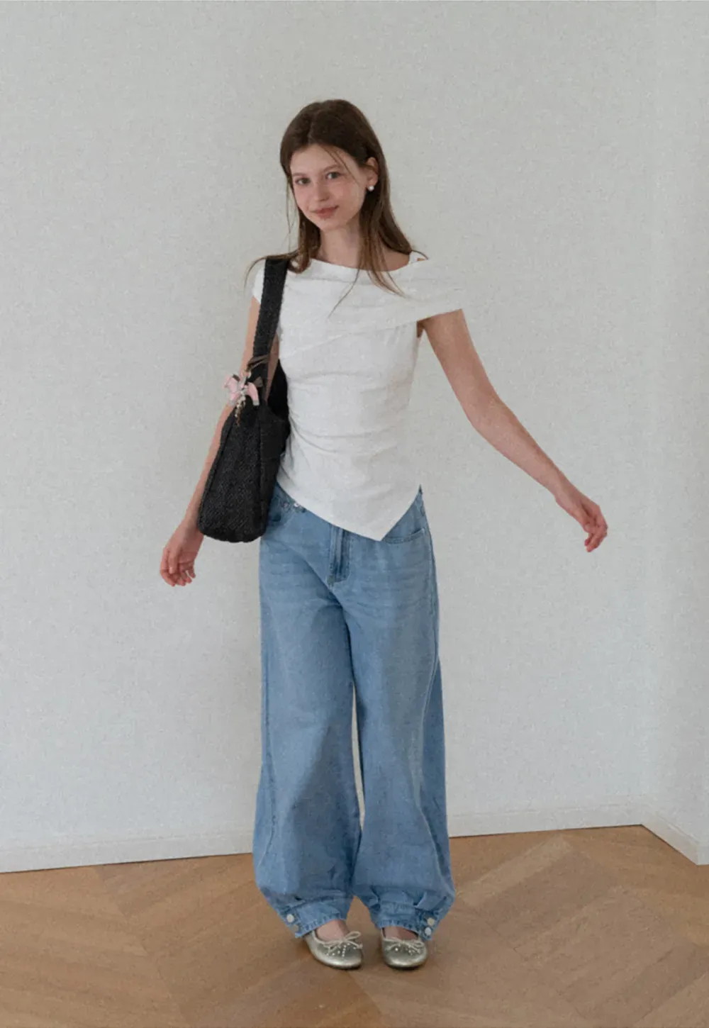 Asymmetrical One Shoulder Ruched Top