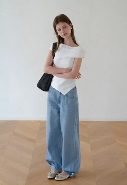 Asymmetrical One Shoulder Ruched Top
