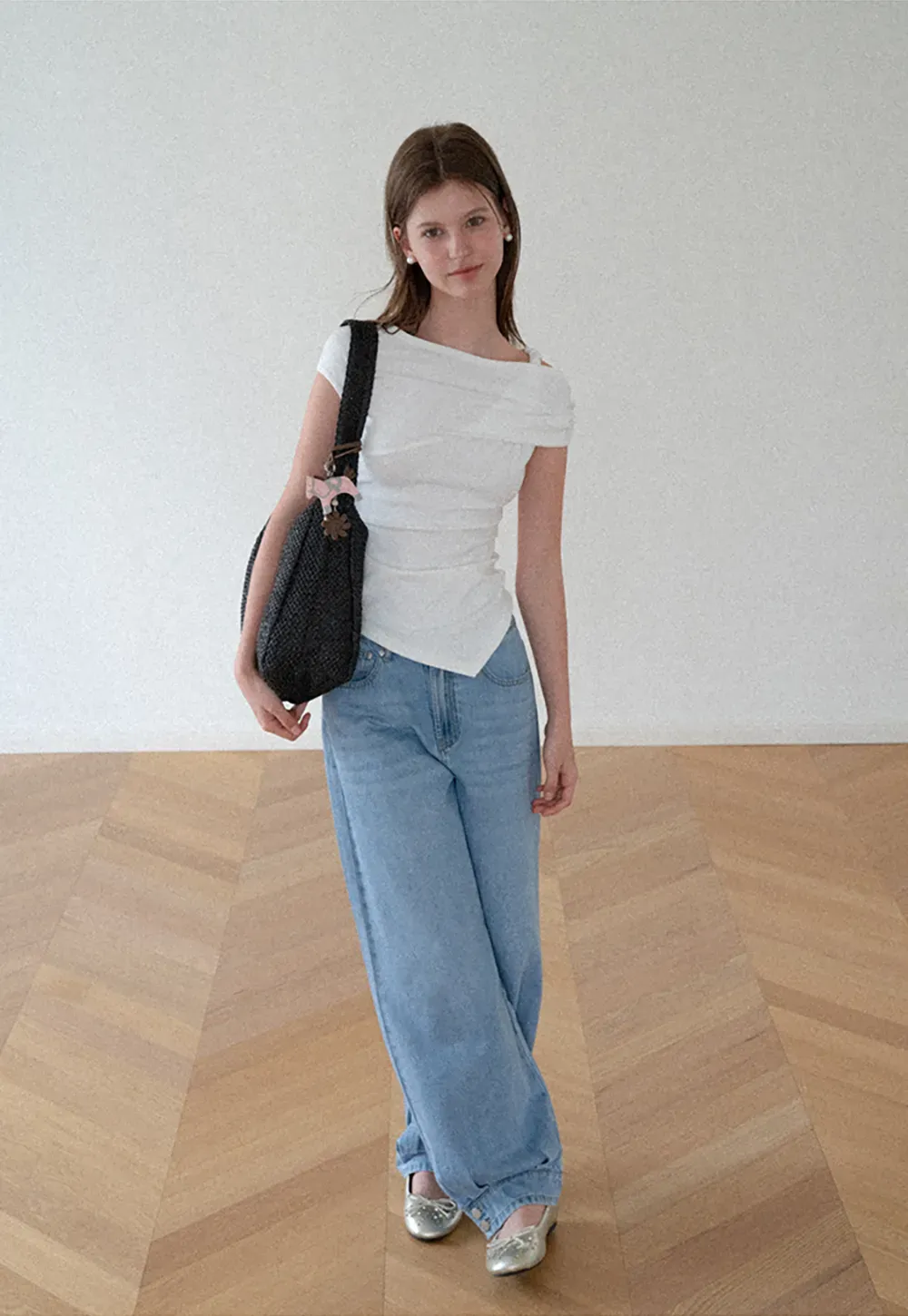 Asymmetrical One Shoulder Ruched Top