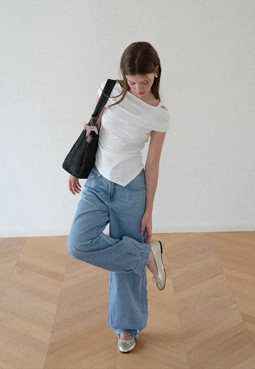 Asymmetrical One Shoulder Ruched Top