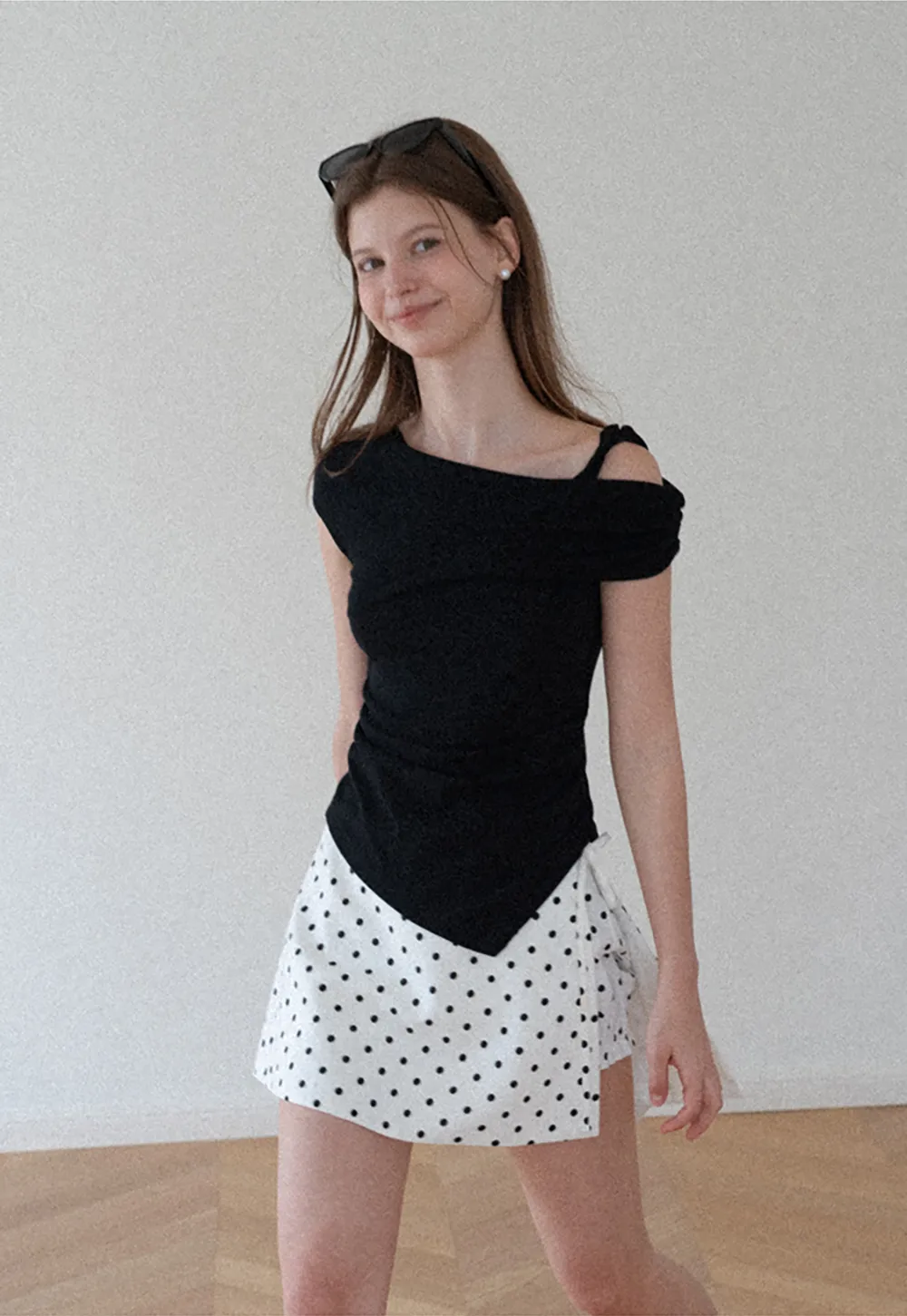 Asymmetrical One Shoulder Ruched Top