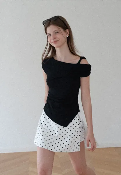 Asymmetrical One Shoulder Ruched Top