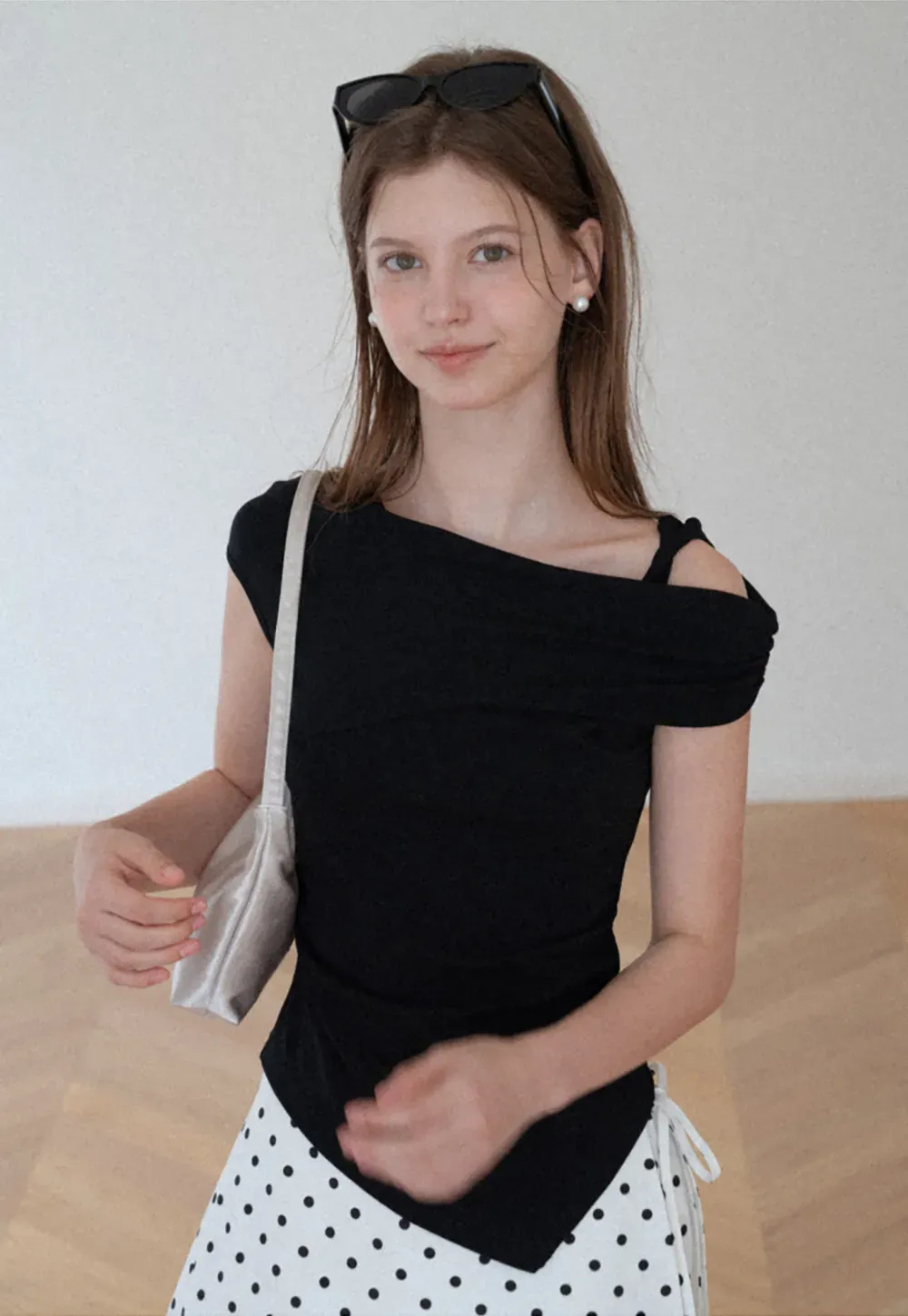 Asymmetrical One Shoulder Ruched Top