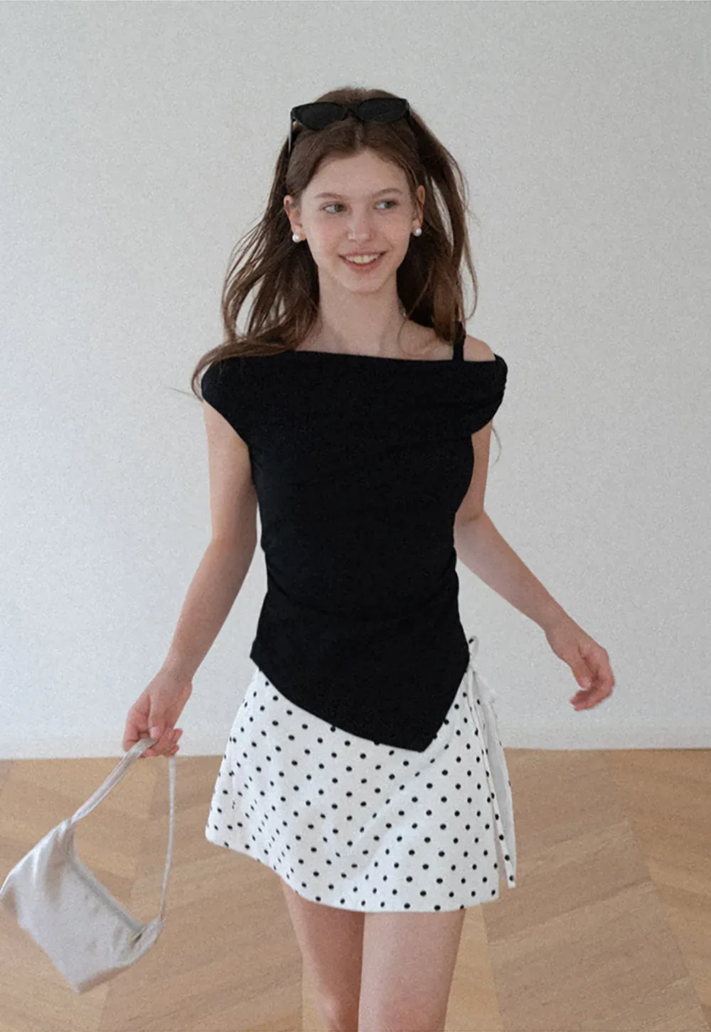 Asymmetrical One Shoulder Ruched Top
