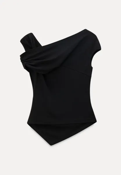 Asymmetrical One Shoulder Ruched Top